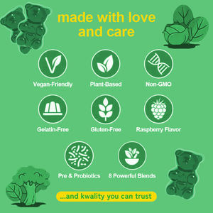 ביוקום גומי ירוק סופר-שמן-מזון ירוק במיוחד בתוספת רימונים, תרד, ברוקולי, שורש סלק, סלרי ותה ירוק - Product Image 4