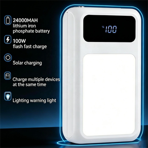 Batterie externe solaire personnalisée 24000 mAh LiFePO4, charge rapide 100W pour iPhone, lampe torche LED, urgence extérieure - Product Image 3