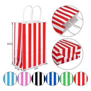 Petits sacs cadeaux rayés avec poignées en papier kraft pour Noël, anniversaires, mariages et fêtes, sacs en papier pour entreprises - Product Image 4