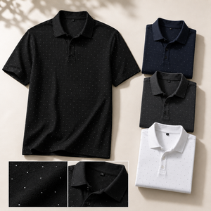 Polo de Golf Personalizado Premium para Hombre, Color Negro con Motas, Rendimiento Deportivo, Absorbe la Humedad, Marca Privada, Ropa Corporativa OEM - Product Image 2