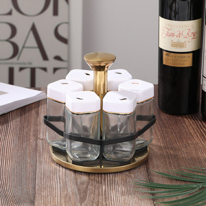 Juego <span class=keywords><strong>de</strong></span> <span class=keywords><strong>tarros</strong></span> <span class=keywords><strong>de</strong></span> cristal cuadrados gigantes <span class=keywords><strong>de</strong></span> una sola capa con tapa giratoria, diseño <span class=keywords><strong>de</strong></span> lujo ligero para almacenamiento <span class=keywords><strong>de</strong></span> especias - Product Image 4