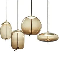Suspension LED en verre pour table à manger de cuisine Lustre rond en verre gris fumée Lustre décoratif en verre à LED pour salle à manger