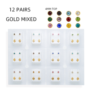 <span class=keywords><strong>Pendientes</strong></span> de Acero Inoxidable 316 con Baño de Oro JANEX, Hipoalergénicos, para Perforaciones con Pistola, para Bebés con Orejas Sensibles - Product Image 2