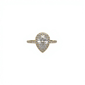 แหวนหมั้นเพชรทรงลูกแพร์เคลือบทองคำขาว 18K 14K แบบโมเดิร์น ประดับเพชรทรงกลมแบบพาเว่ แหวนแต่งงานคลาสสิกสำหรับผู้หญิง - Product Image 1