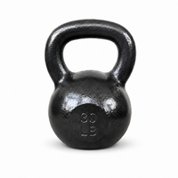 Kettlebell en fonte massif à poids fixe, revêtement poudré, 30 lbs, pour l'entraînement de force des bras, des jambes, des abdominaux et du corps entier, et la mise en forme physique