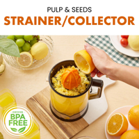 Elektrische slowjuicer, 1L capaciteit, automatische pulp-afvoer, vaatwasserbestendig, huishoudelijk gebruik, citruspers, eenvoudig gieten