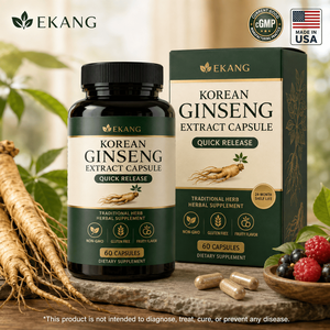 Extrait de Ginseng Fabriqué aux États-Unis, Complément Herbal à Libération Rapide, Sans OGM, Sans Gluten, 60 Capsules, Capsules à Marque Privée - Product Image 1