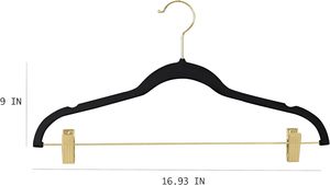 Velvet Hangers with Adjustable <b>Clips</b> Non-Slip Flocked Pants Hangers for Wardroble - Product Image 6
