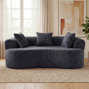 Canapé convertible en forme de croissant, design moderne à dossier bas, coussins profonds, rembourrage en mousse, grand canapé deux places, ne nécessitant pas d'assemblage - Product Image 1