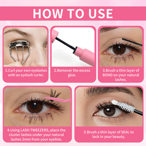 Abonnie DIY Eyelash Extension <b>Kit</b> With Glue Tweezers And Remover For False <b>Lashes</b> Curly Thick Black Cotton Stalk - Product Image 5