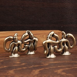 Figuras Decorativas de Latón, 4 Piezas, Estilo Chino, Adorno de Mesa, Pequeñas Figuras Felices - Product Image 2