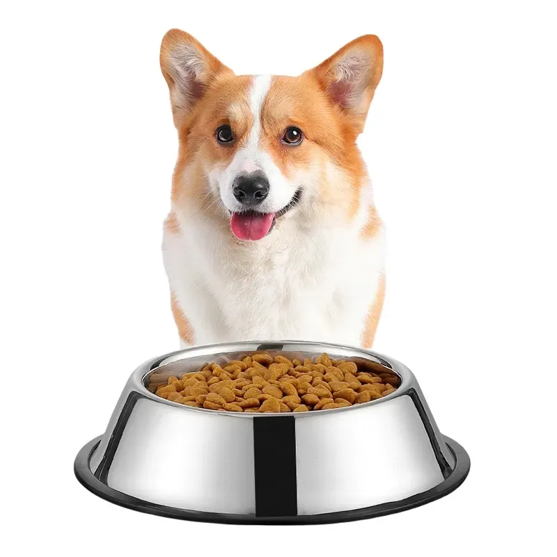 Wholesale Price Anti-slip Stainless Steel Thickened Pet Bowl Bite-resistant Dog Food Drinking Bowl Pet Cat Dog Food Feeder Bowl