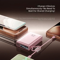 Banco de Energía Portátil con Carga Rápida PD de 22.5W, 20000mAh, Cables Dobles Integrados, Correa, Pantalla LED Digital y Conector Tipo-C