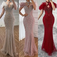 Serene Hill LA73212 Luxuriöses Perlenbesetztes Meerjungfrau-Abendkleid mit Federn an der Schulter Formelle Partykleider für Damen 2026