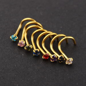 С украшением в виде кристаллов нос шпильки серебро, золото, розовое золото кольца носа хирургическая сталь ухо ювелирное изделие для тела, Сексуальная Пирсинг хрящ - Product Image 5