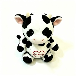 Customized Black and White Spotted Cow Plush, Chubby Sitting Cow Plush Toy,Soft <b>Fluffy</b> Cow Stuffed Toy - Product Image 1