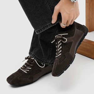 Baskets Derby noires pour hommes, design classique à bout en T, chaussures décontractées minimalistes, confortables, légères, baskets urbaines tendance - Product Image 3