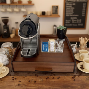 Boîte de rangement pour capsules de café en bois massif de style américain, support carré pour machine à café, taille et logo personnalisables, portable et réutilisable - Product Image 2