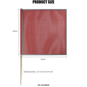 FMCSA 393.87 Approved 18 X 18 Inch PVC Mesh <b>Safety</b> Flag with Wooden Dowel ANSI Reflective Webbing for <b>Roadway</b> Jersey Mesh Style - Product Image 2