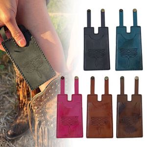 Portefeuille de botte western en cuir PU fait main RTS avec fermeture à bouton-pression, design portable pour femme, porte-cartes de crédit, utilisation extérieure, accessoire de botte - Product Image 1