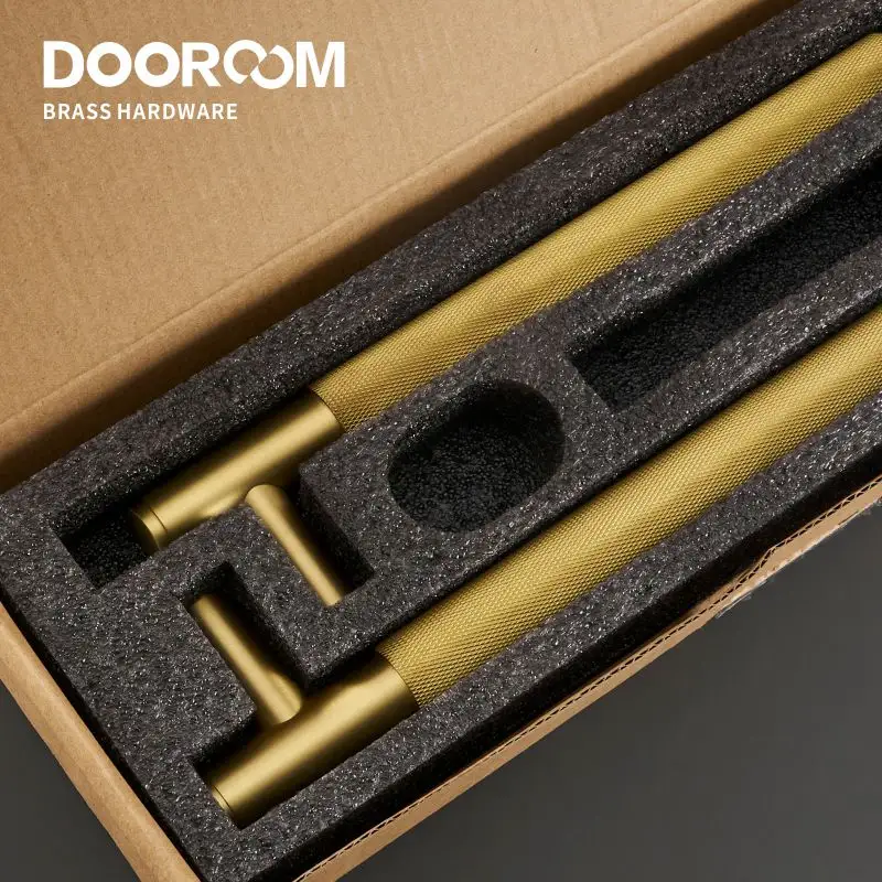 Dooroom — poignées de porte en bois molletonnées, design moderne, Double face, en laiton, mat, noir, idéal pour une salle de douche