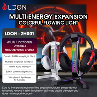 Support pour casque personnalisé en usine LDON-ZH001, double hub USB et interface audio Type-C pour bureau de gaming