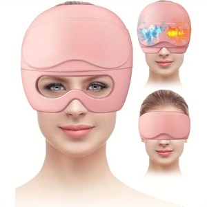 Reusable Headache Migraine Relief <b>Hat</b> Gel Ice Cap Head Wrap Eye Mask Pink Color Sleep Support - Product Image 5