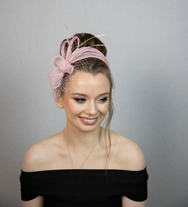 European and American Style <strong>Pink</strong> <strong>Fascinator</strong> <strong>Pink</strong> Wedding <strong>Fascinator</strong> Feather <strong>Headband</strong> for Women - Product Image 5