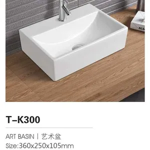 permukaan persegi panjang yang solid wash basin baskom kecil meja di atas meja baskom untuk kamar mandi T-K300