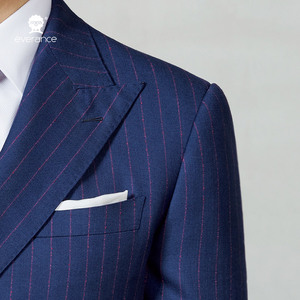 Abito da uomo <span class=keywords><strong>blu</strong></span> navy a righe, <span class=keywords><strong>doppiopetto</strong></span>, 2 pezzi, slim fit, formale, per affari, matrimoni e feste. - Product Image 6