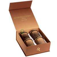 Ensemble cadeau de 4 bougies parfumées personnalisées de luxe, bon marché et uniques, dans des boîtes rigides recyclables avec emballage en feuille d'or
