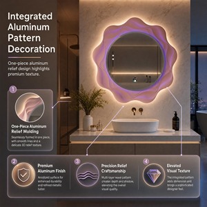 Horloge numérique murale 4 mm, éco-responsable, avec lumière intelligente, logo personnalisé irrégulier, miroir de salle de bain LED éclairé pour hôtel - Product Image 5