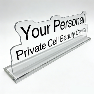 Letrero <span class=keywords><strong>LED</strong></span> Acrílico Portátil Personalizado, Transparente, Iluminado, para Mesa o Escritorio, con Base, para Publicidad - Product Image 1