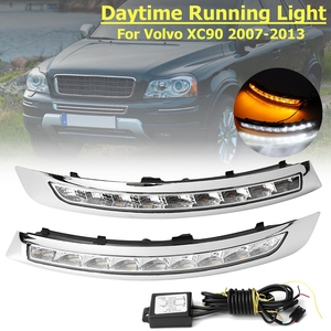 ไฟ LED 12V สำหรับขับกลางวัน2ชิ้น,<span class=keywords><strong>DRL</strong></span> สำหรับ <span class=keywords><strong>Volvo</strong></span> XC90 2007-2013 ABS ครอบไฟตัดหมอกพร้อมไฟเลี้ยวสีเหลืองไฟกระพริบ - Product Image 4