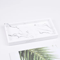 Plateau rectangulaire en résine marbrée blanche, idéal pour le rangement sur comptoir de salle de bain d'hôtel, pour l'organisation de cosmétiques et de bijoux - Vente chaude