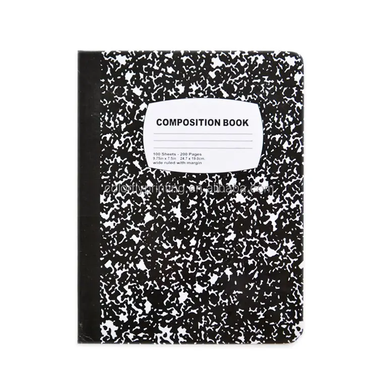 Cuadernos de composición de mármol, cuaderno de composición en blanco y negro