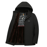 Veste parka à capuche pour homme, imperméable, fermeture éclair intégrale, hiver, épaisse, chaude, polyester, col montant, veste décontractée