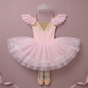 Disfraz de Tutú de Ballet para Niñas con Temática Frozen Rosa, Vestido de Tutú de Ballet con Copos de Nieve para Fiesta de Cumpleaños y Espectáculo Invernal - Product Image 1