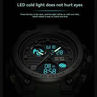 NYY Jam Tangan Pria Modis Jam Tangan Digital Analog Olahraga Jam Alarm Digital LCD Jam Tangan LED Lampu Malam Jam Tangan Tahan Air 3ATM