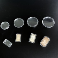 Personnalisé argent plastique acrylique rectangulaire environ 40mm mousse insérer anneau pièce argent or protecteur capsules titulaires