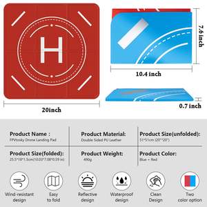 FPVTosky 51cm Tapis d'atterrissage réfléchissant nocturne à pliage rapide pour drone, double face, accessoires pour drone - Product Image 3