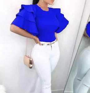 <span class=keywords><strong>T</strong></span>-<span class=keywords><strong>Shirt</strong></span> à manches larges à volants pour femmes, vêtement de travail décontracté, Slim et solide, Streetwear d'é<span class=keywords><strong>t</strong></span>é, 2023 - Product Image 4