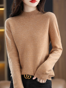 Pull en <span class=keywords><strong>laine</strong></span> 100% pour femme, col rond, nouveau, automne-hiver, col roulé, haut décontracté, vêtements doux - Product Image 6
