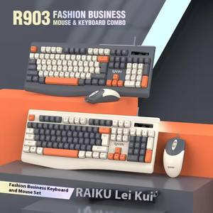 Customized Fashion Business Tri Color Wired USB R903 Waterproof 1600 DPI <b>Keyboard</b> and Mouse Set for Office Gaming - Product Image 3