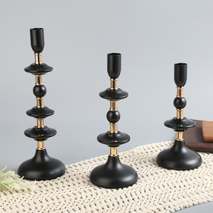 3Pcs American Vintage Black Gold Iron Eco-Friendly Handmade Metal Candlesticks Candle Holder for <strong>Dining</strong> Christmas Wedding Decor - Product Image 2