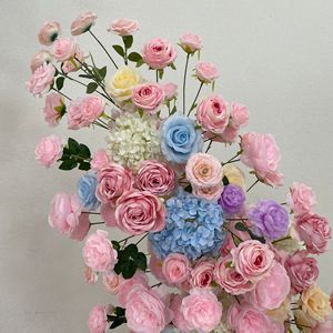 Arche florale en corne de cerf bleu poudré et rose rêveuse, support de fleurs artificielles pour cérémonie de mariage et toile de fond de scène de fête, durable - Product Image 6