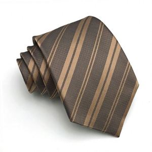 Men's Formal Khaki Champagne Brown Striped <b>Tie</b> 8CM Wide <b>Polyester</b> Business Collar Shirt Professional Dress Neck <b>Tie</b> - Product Image 3
