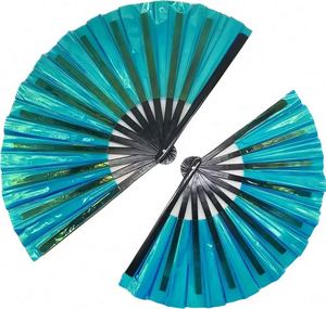 Abanico de Bambú Holográfico para Mujer, Abanico Plegable Grande para Festivales, Abanicos Decorativos para el Orgullo - Product Image 5
