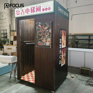 High Angle Overhead Elevator Style Photo Booth Machine with Fast <b>Print</b> LED Lighting Compatible with <b>Cameras</b> and SLR Devices - Product Image 1