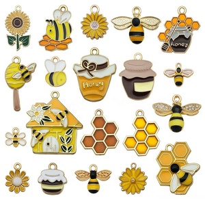 Wholesale Fashion DIY Charms Fruit Flower <b>Bee</b> Honey Cherry Hearts Festival Themed Alloy Pendants for Jewelry Making Supplies - Product Image 3